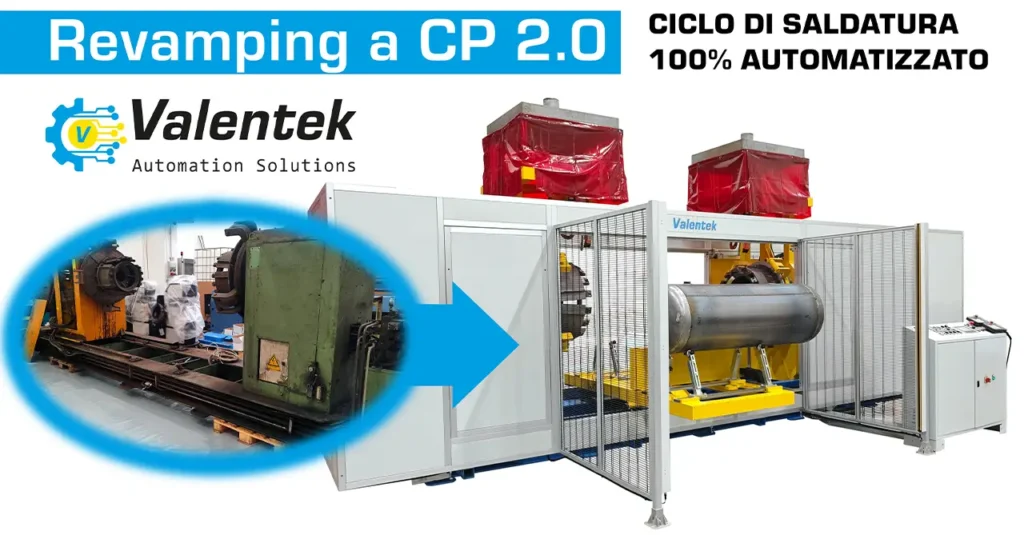 Valetek automated welding cell for CP 2.0, demonstrating a fully automatic welding cycle on an industrial line.